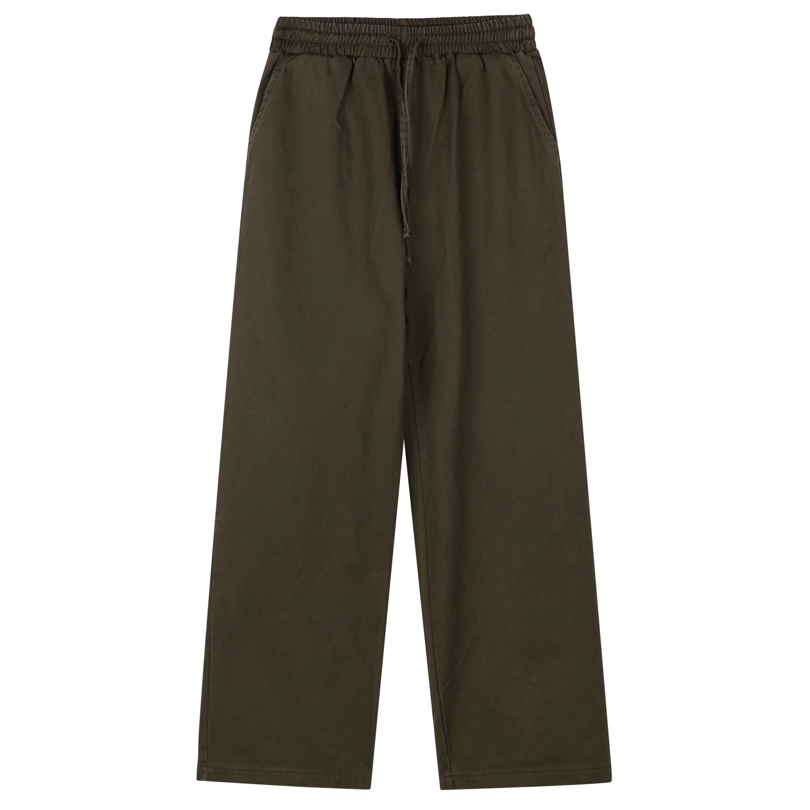 V149 wide cotton banding pants (dark brown)