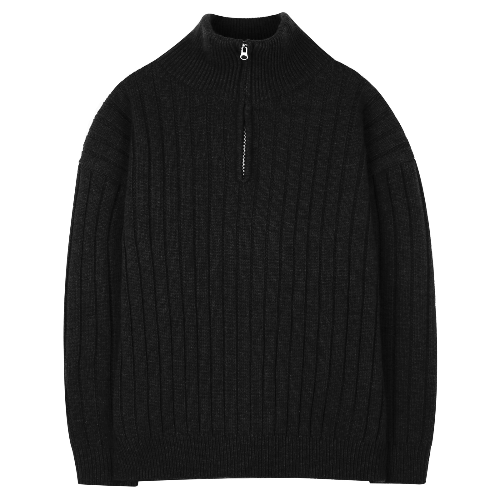 V177 soft wool half zip up (black)